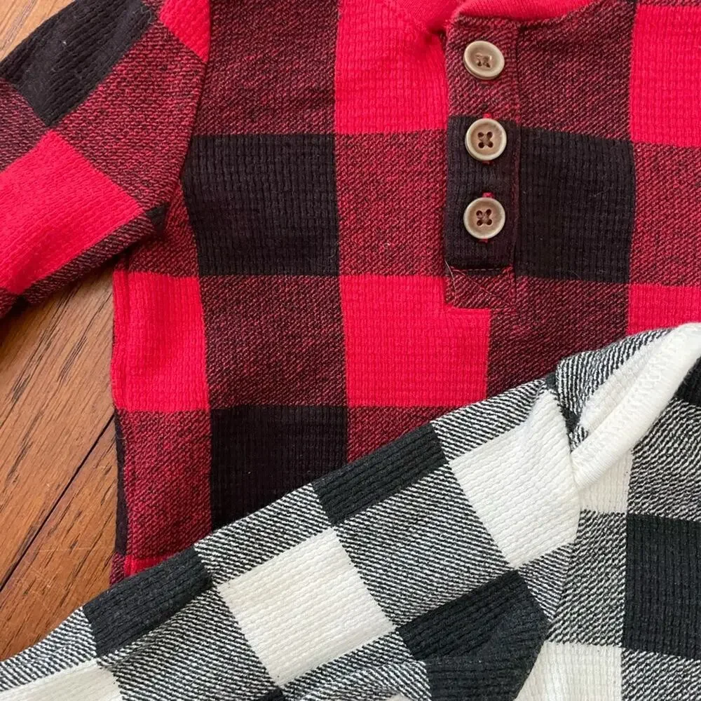 Old Navy 2 Plaid Bodysuits 3-6m